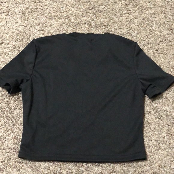 Black ribbed crop top with zipper - Picture 6 of 7